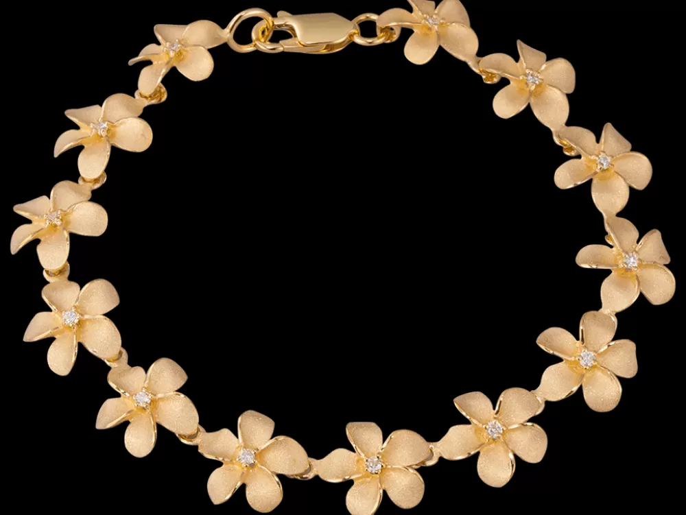 Bangles & Bracelets | Denny Wong 11Mm 14K Plumeria Bracelet With 13 Diamonds And 13 Flowers
