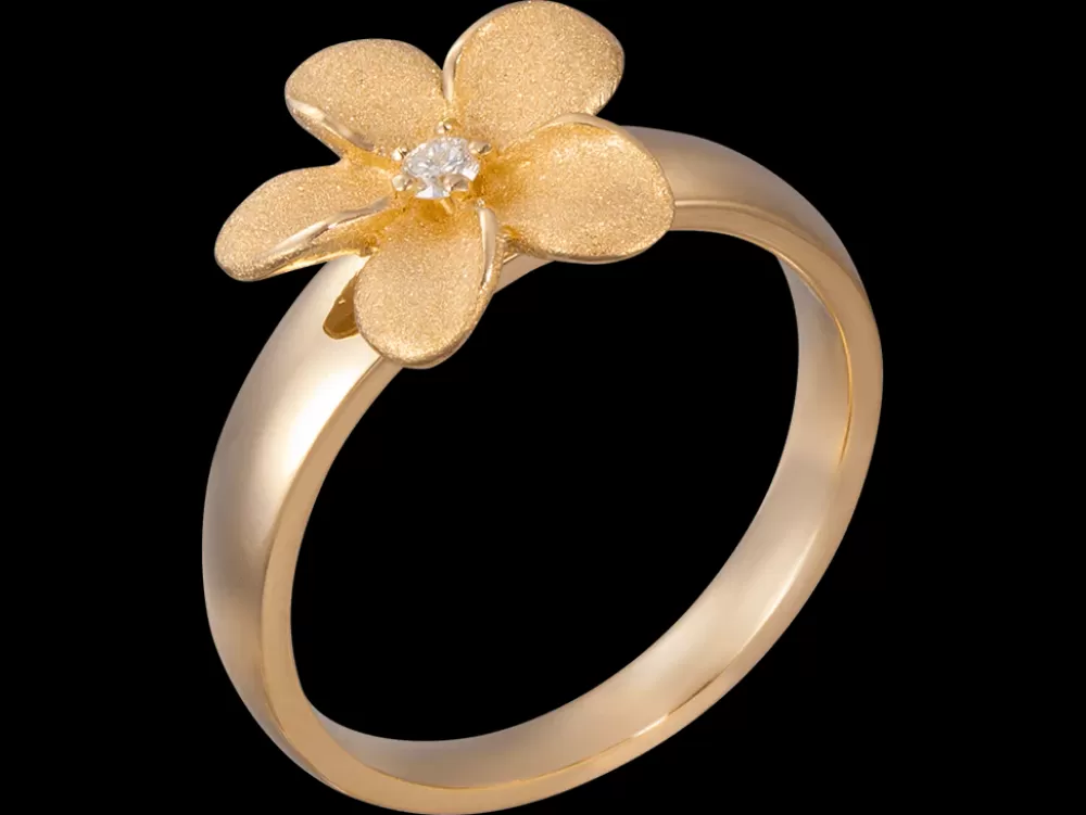 Rings | Denny Wong 13Mm 14K Flower Ring With 0.04 Carat Diamond