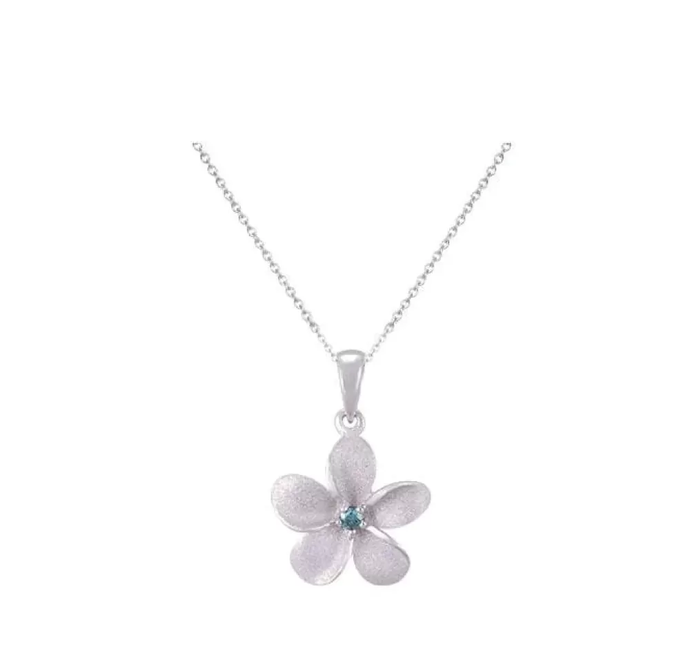 Pendants & Necklaces | Denny Wong 13Mm 14K Plumeria Pendant With 0.03 Carats Blue Diamond