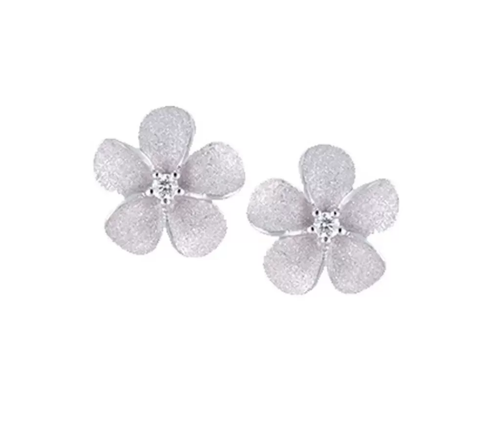 Earrings | Denny Wong 14K 11Mm Plumeria Earring With 2 Diamonds