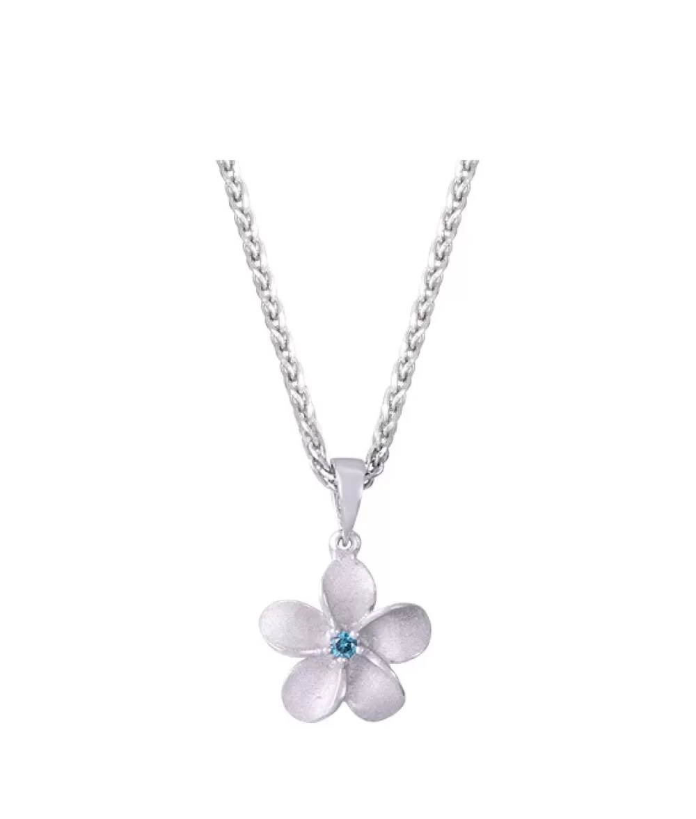 Pendants & Necklaces | Denny Wong 14K 11Mm Plumeria Pendant With Blue Diamond