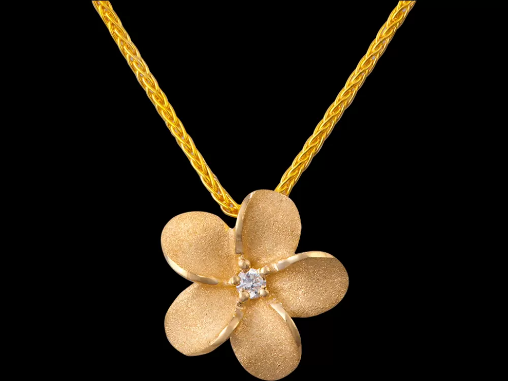 Pendants & Necklaces | Denny Wong 14K 11Mm Plumeria Slide With 0.02 Carat Diamond