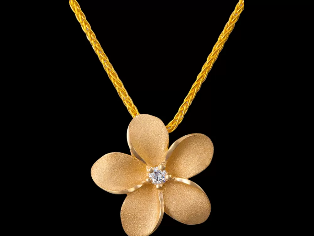 Pendants & Necklaces | Denny Wong 14K 13Mm Diamond Plumeria Slide