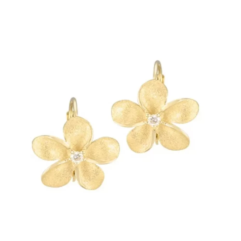 Earrings | Denny Wong 14K 13Mm Plumeria Earrings With 2 Diamonds