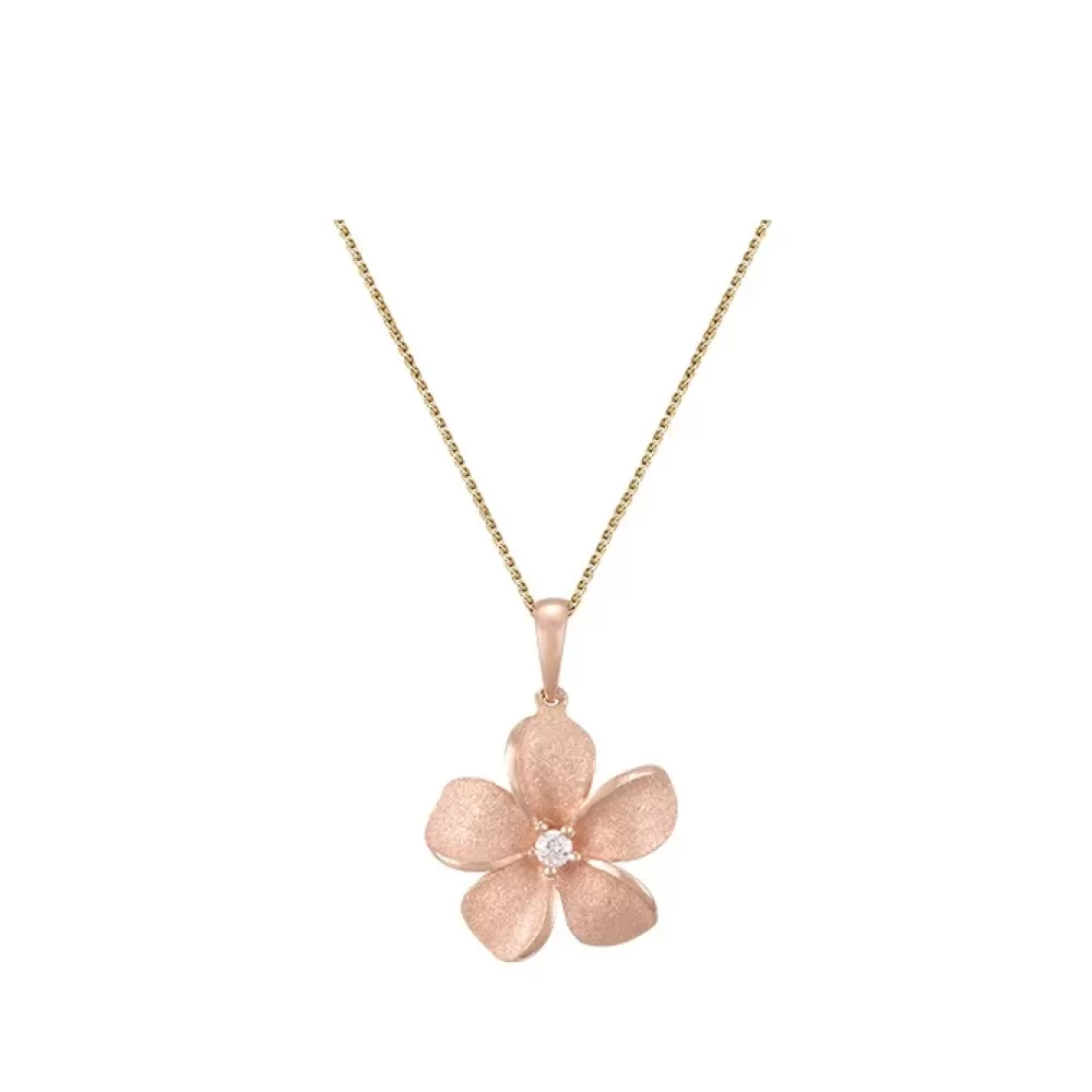 Pendants & Necklaces | Denny Wong 14K 13Mm Plumeria Pendant With 0.03 Carats Diamond