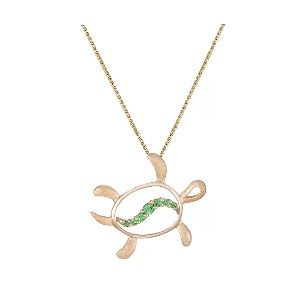 Pendants & Necklaces | Denny Wong 14K 15Mm "Hawaiian Petroglyph" Honus Pendant With 7 Tsavorites