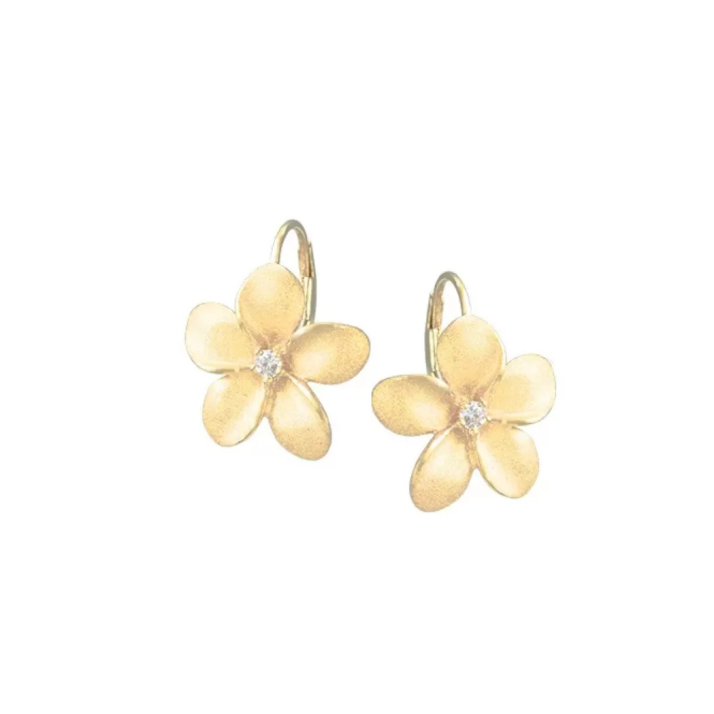 Earrings | Denny Wong 14K 15Mm Plumeria Earring With 2 Diamonds