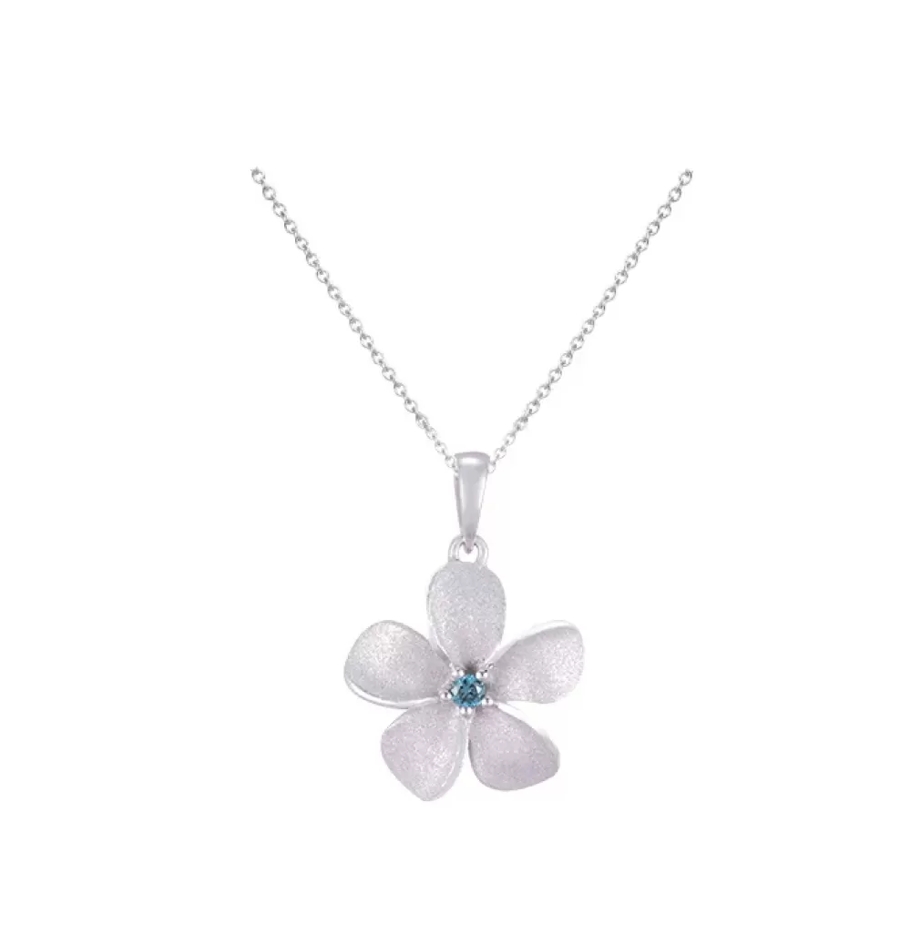 Pendants & Necklaces | Denny Wong 14K 15Mm Plumeria Pendant With Blue Diamond