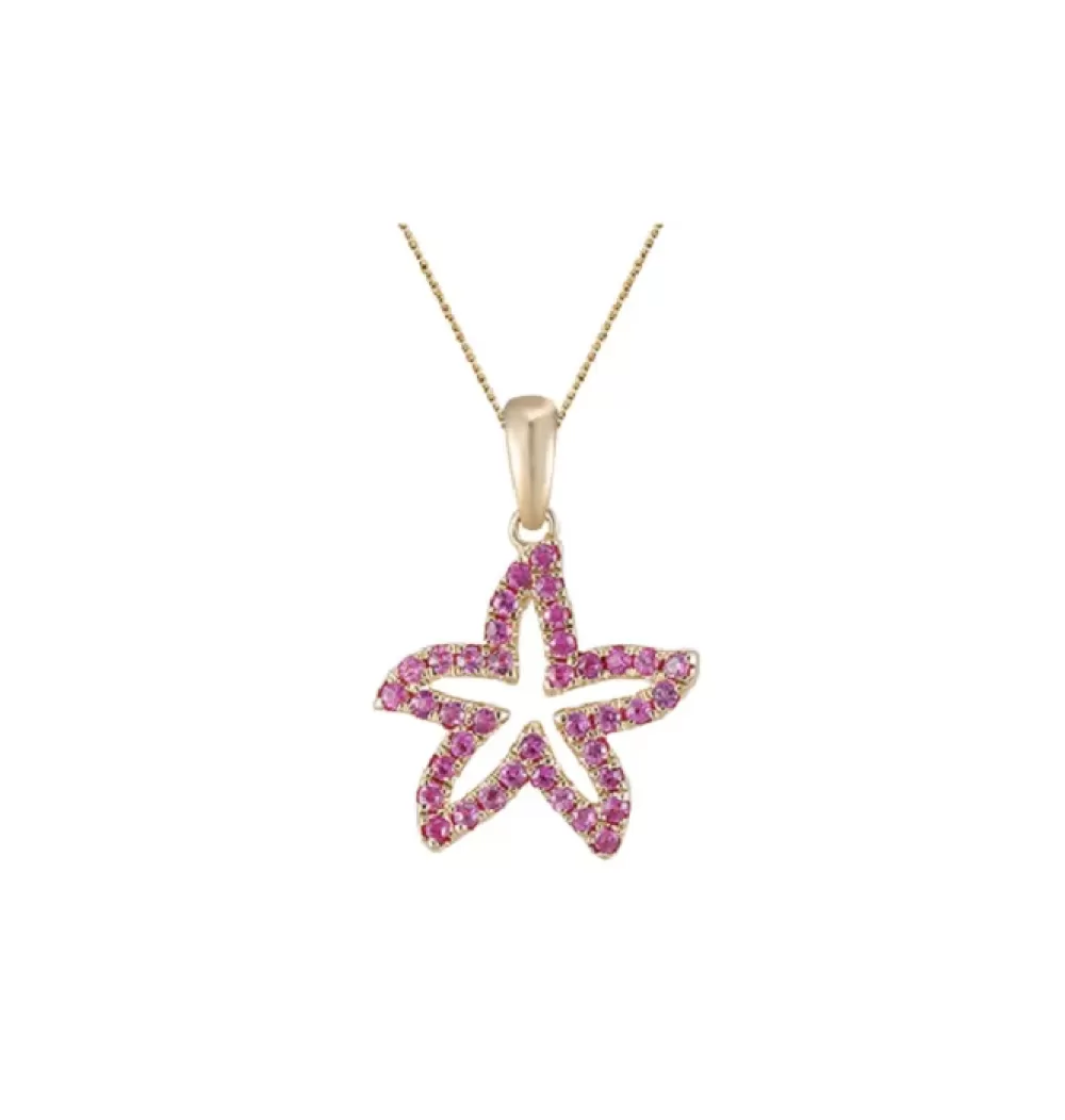 Pendants & Necklaces | Denny Wong 14K 15Mm Starfish Pendant With 39 Hot Pink Sapphires