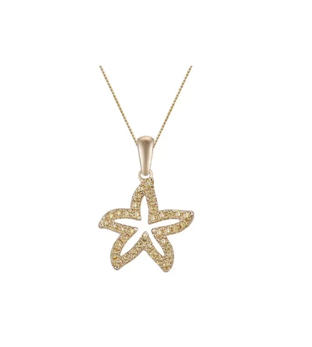 Pendants & Necklaces | Denny Wong 14K 15Mm Starfish Pendant With 39 Yellow Sapphires