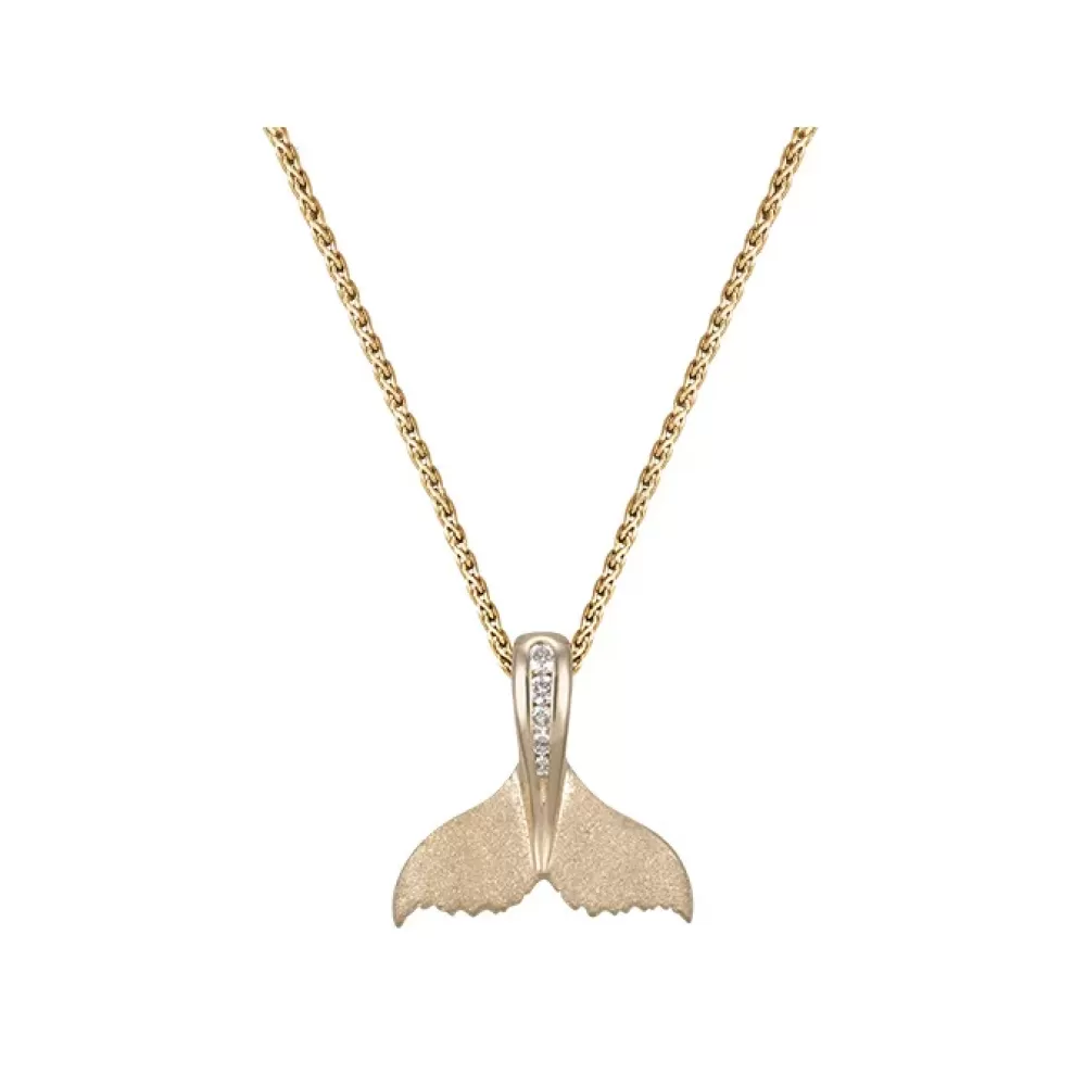 Pendants & Necklaces | Denny Wong 14K 15Mm Whale Saw Tail Pendant With 5 Diamonds