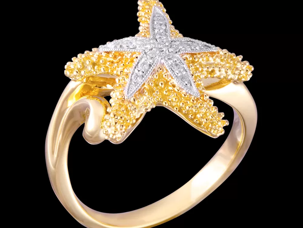 Rings | Denny Wong 14K 16Mm Starfish Ring With 11 Diamonds