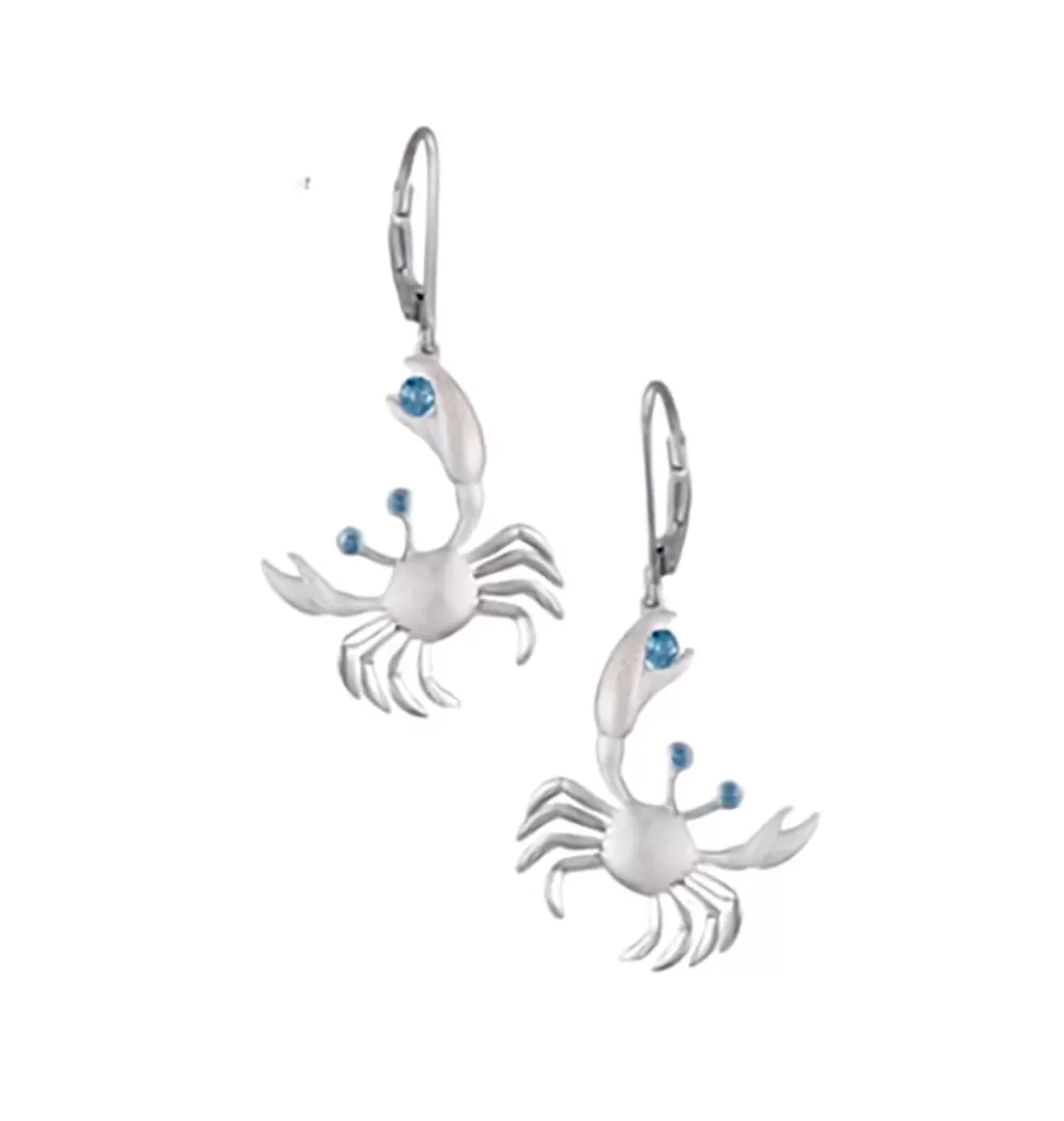 Earrings | Denny Wong 14K 17Mm Crab Earrings With 6 Blue Diamonds