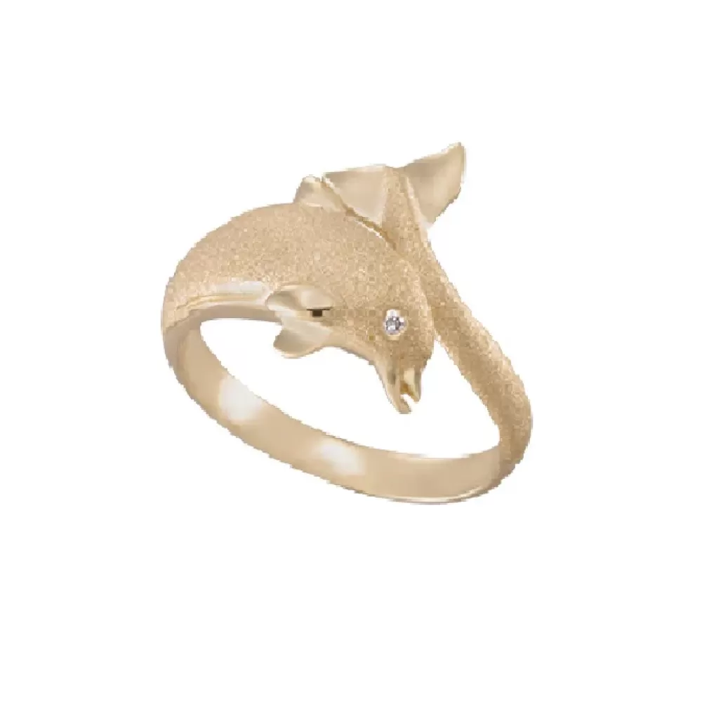 Rings | Denny Wong 14K 20Mm "Jumping Single" Dolphin Ring With 0.01 Carat Diamond