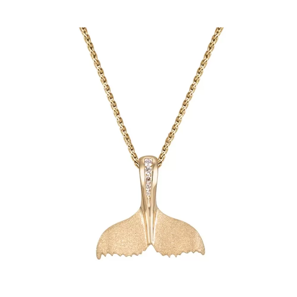 Pendants & Necklaces | Denny Wong 14K 21Mm Whale Saw Tail Pendant With 5 Diamonds