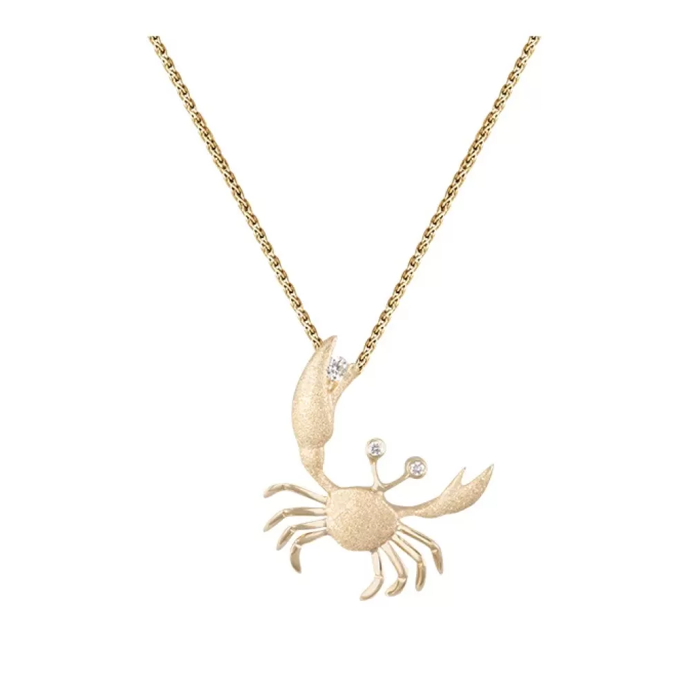 Hawaiian Jewelry | Denny Wong 14K 22Mm Crab Pendant With 2 Diamonds