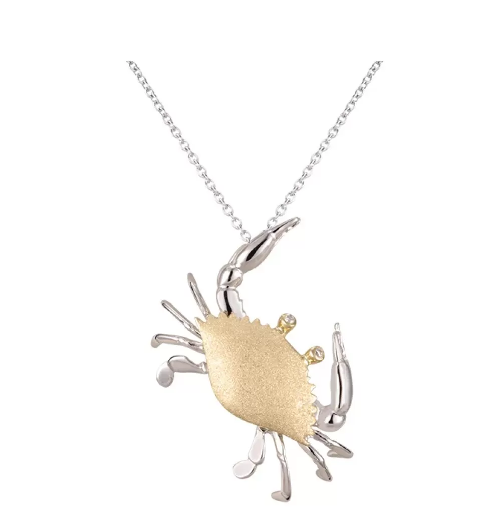 Hawaiian Jewelry | Denny Wong 14K 28Mm Crab Pendant With 2 Diamonds