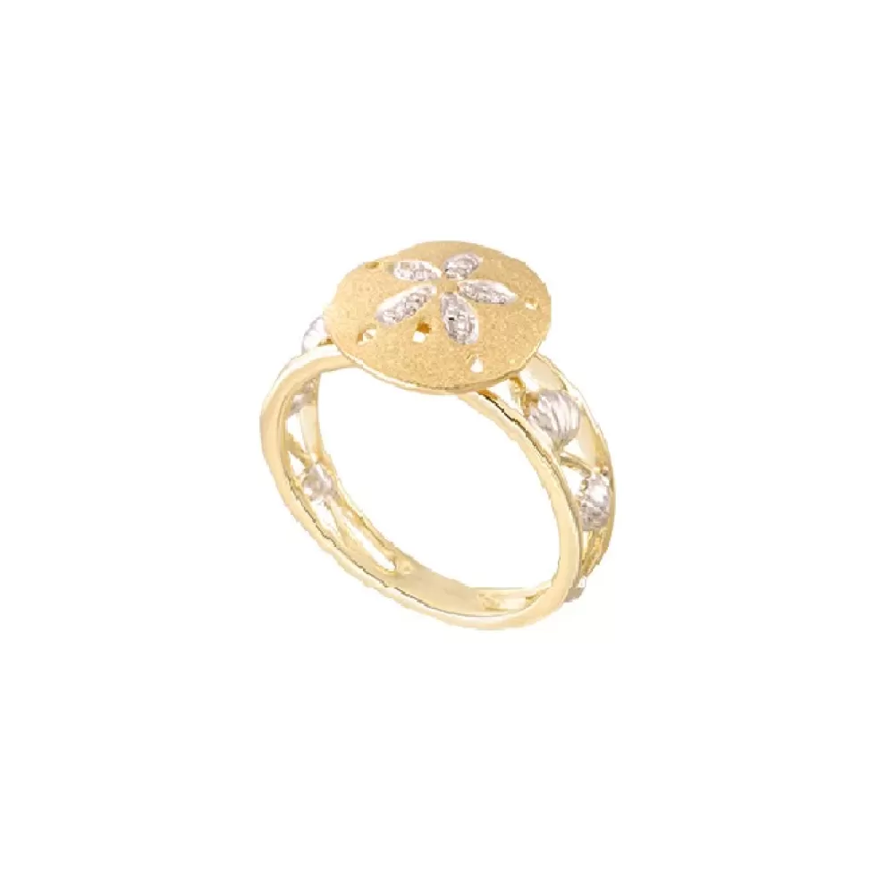 Rings | Denny Wong 14K 2/Tone 12Mm Sand Dollar Ring With 10 Diamonds