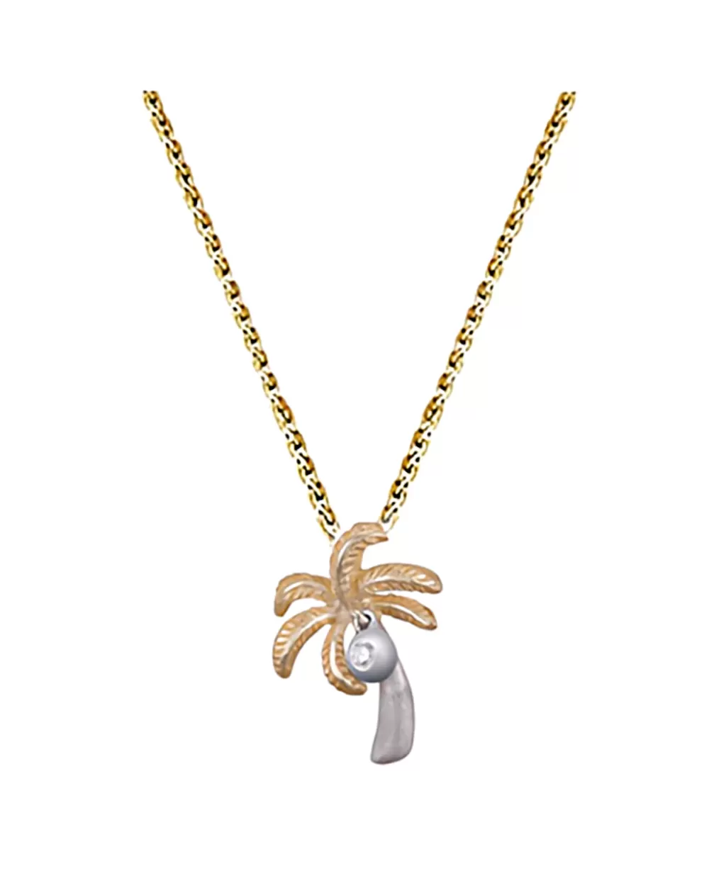 Hawaiian Jewelry | Denny Wong 14K 2/Tone 15Mm Palm Tree Pendant With Diamond