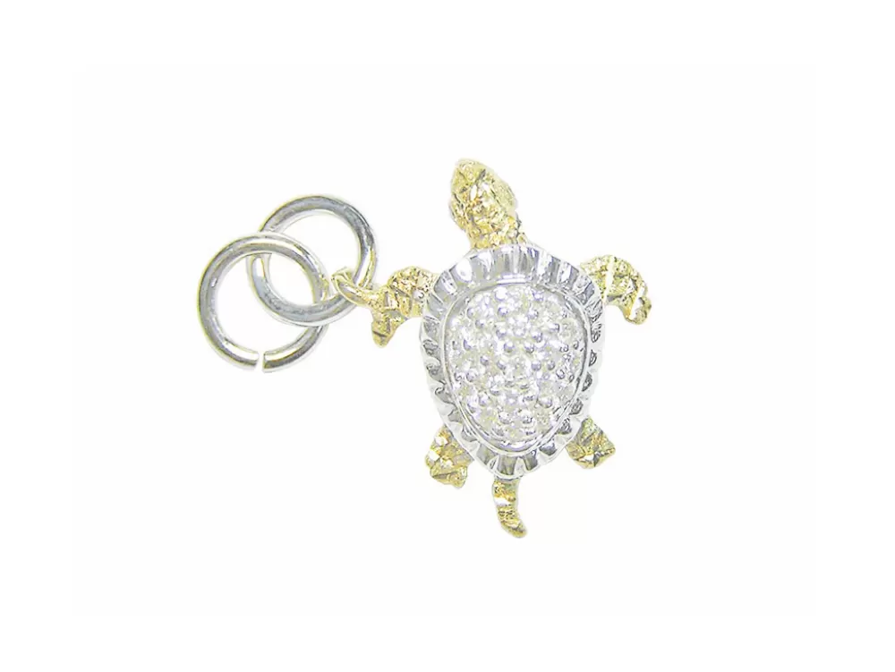 Hawaiian Jewelry | Denny Wong 14K 2/Tone 17Mm Sea Turtle Charm With 21 Diamonds