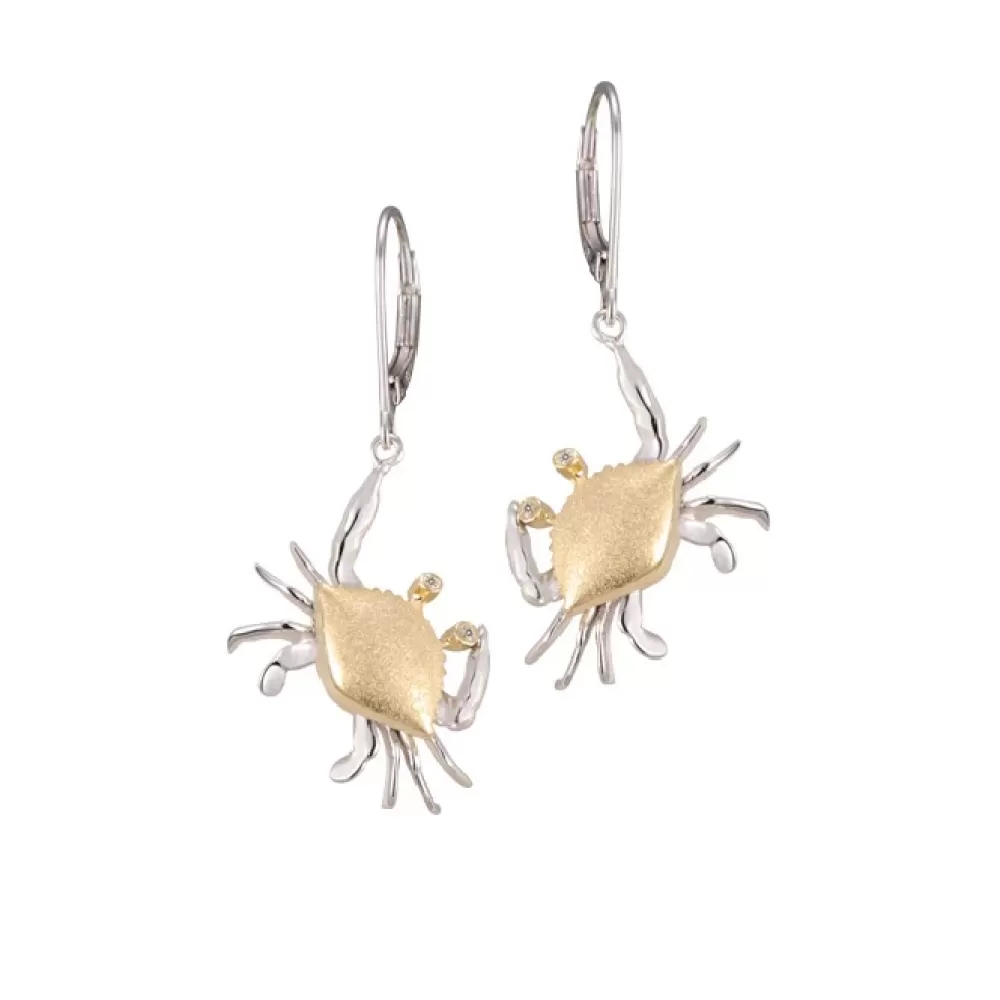 Earrings | Denny Wong 14K 2/Tone 18Mm Crab Earrings With 4 Diamonds