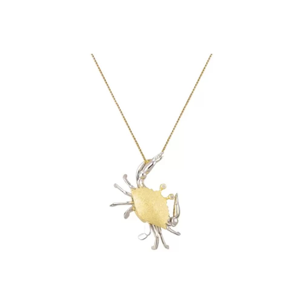 Hawaiian Jewelry | Denny Wong 14K 2/Tone 18Mm Crab Pendant With 2 Diamonds