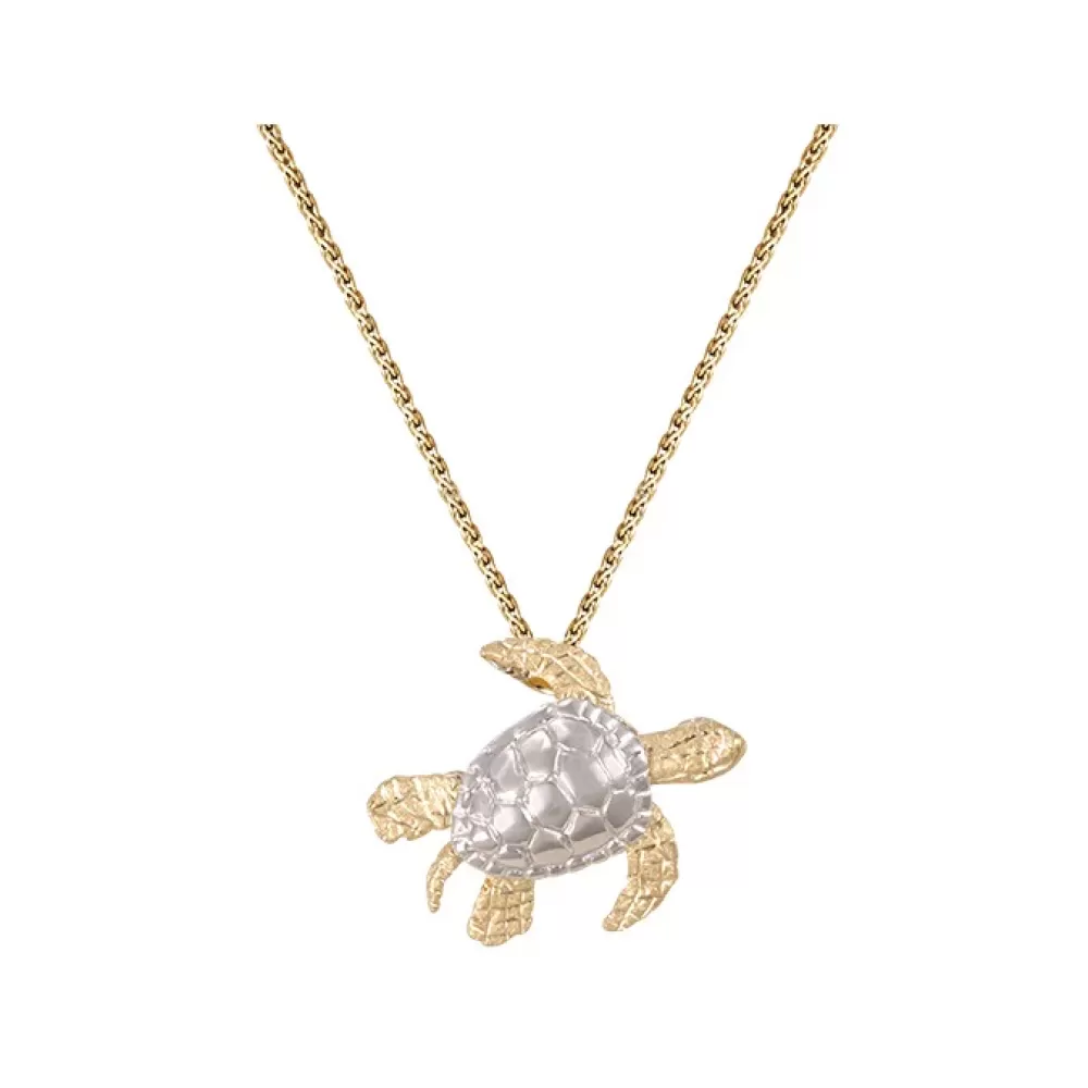 Pendants & Necklaces | Denny Wong 14K 2/Tone 20Mm Sea Turtle Pendant With 2 Diamonds