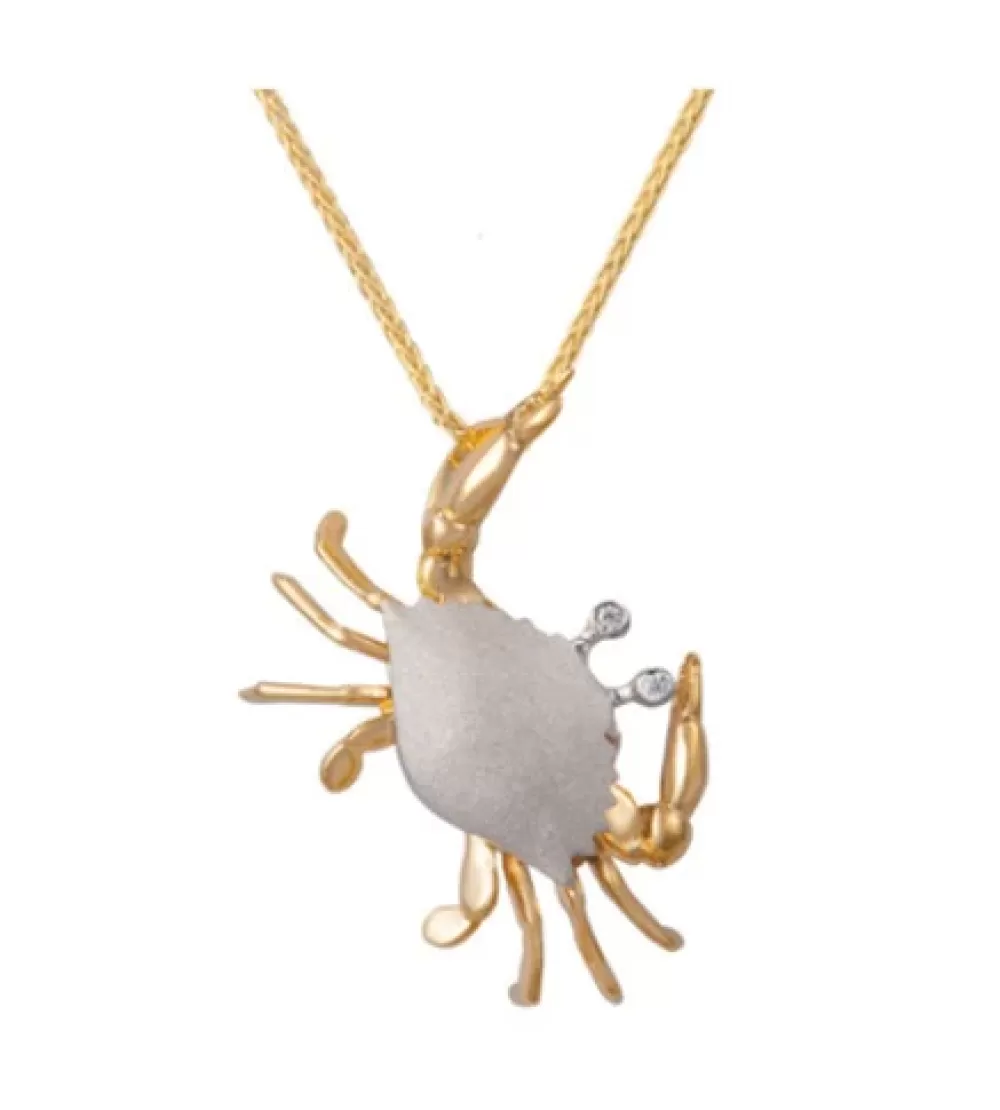 Hawaiian Jewelry | Denny Wong 14K 2/Tone 28Mm Crab Pendant With 2 Diamonds