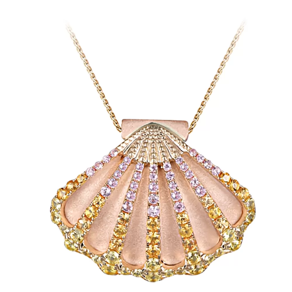 Pendants & Necklaces | Denny Wong 14K 2/Tone 30Mm Shell Pendant With 78 Colored Sapphires
