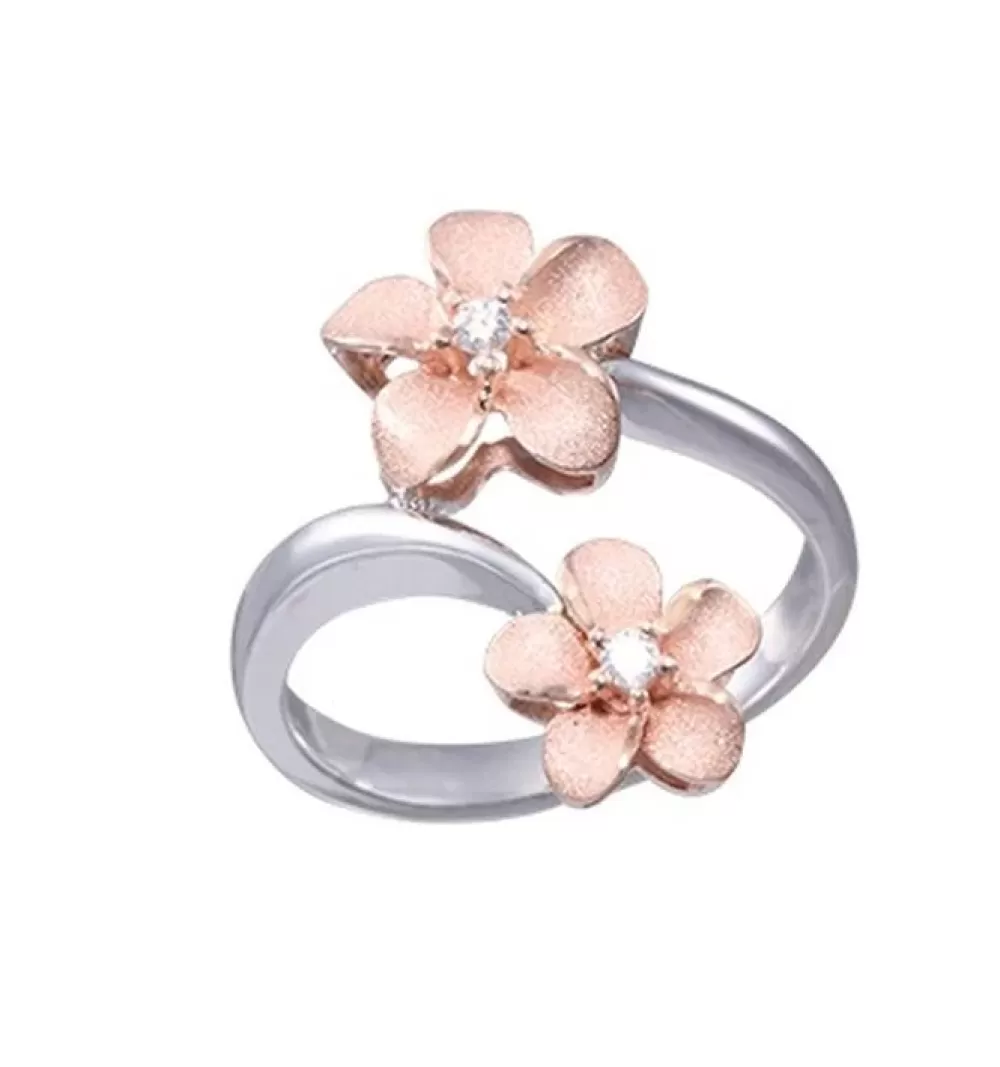 Rings | Denny Wong 14K 2/Tone 8 & 11Mm "Hang 5" Plumeria Ring With 2 Diamonds