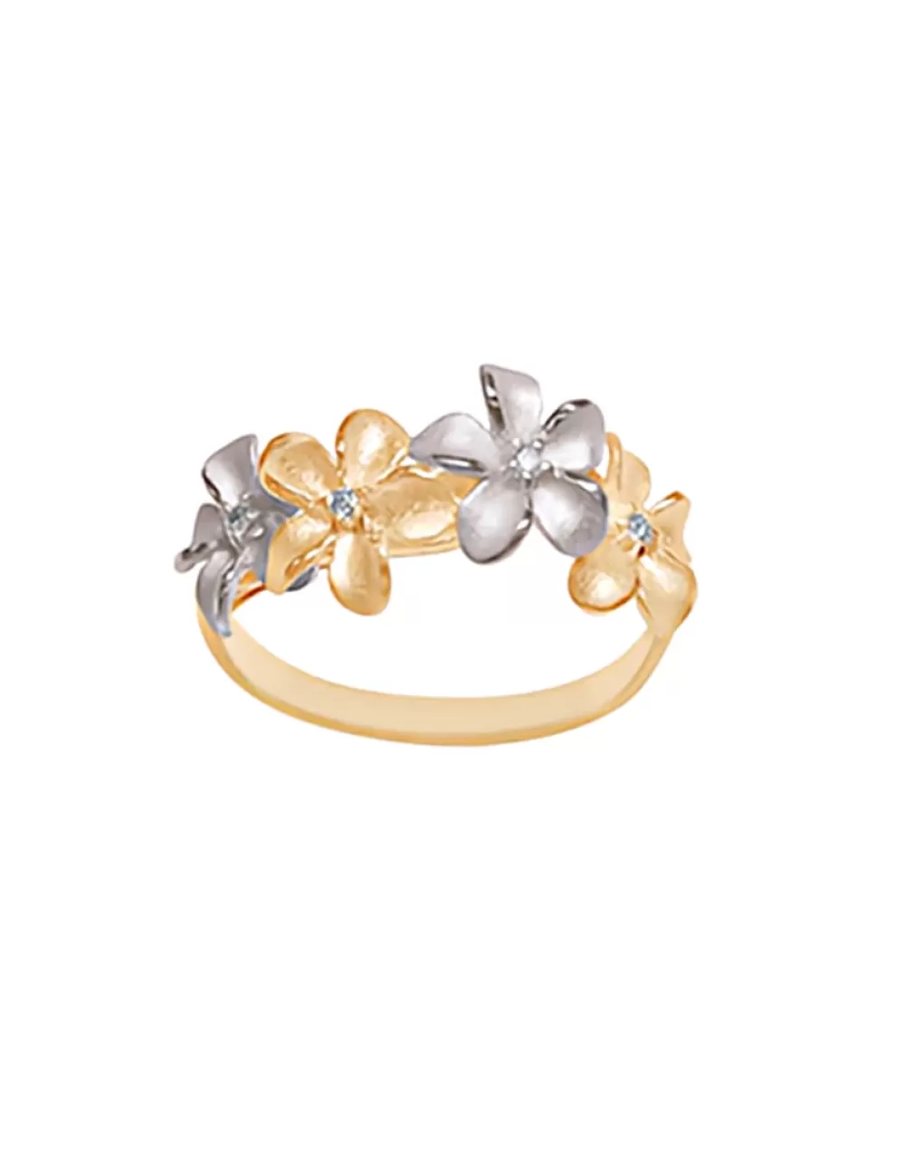 Rings | Denny Wong 14K 2/Tone 8Mm Plumeria Ring With Diamonds