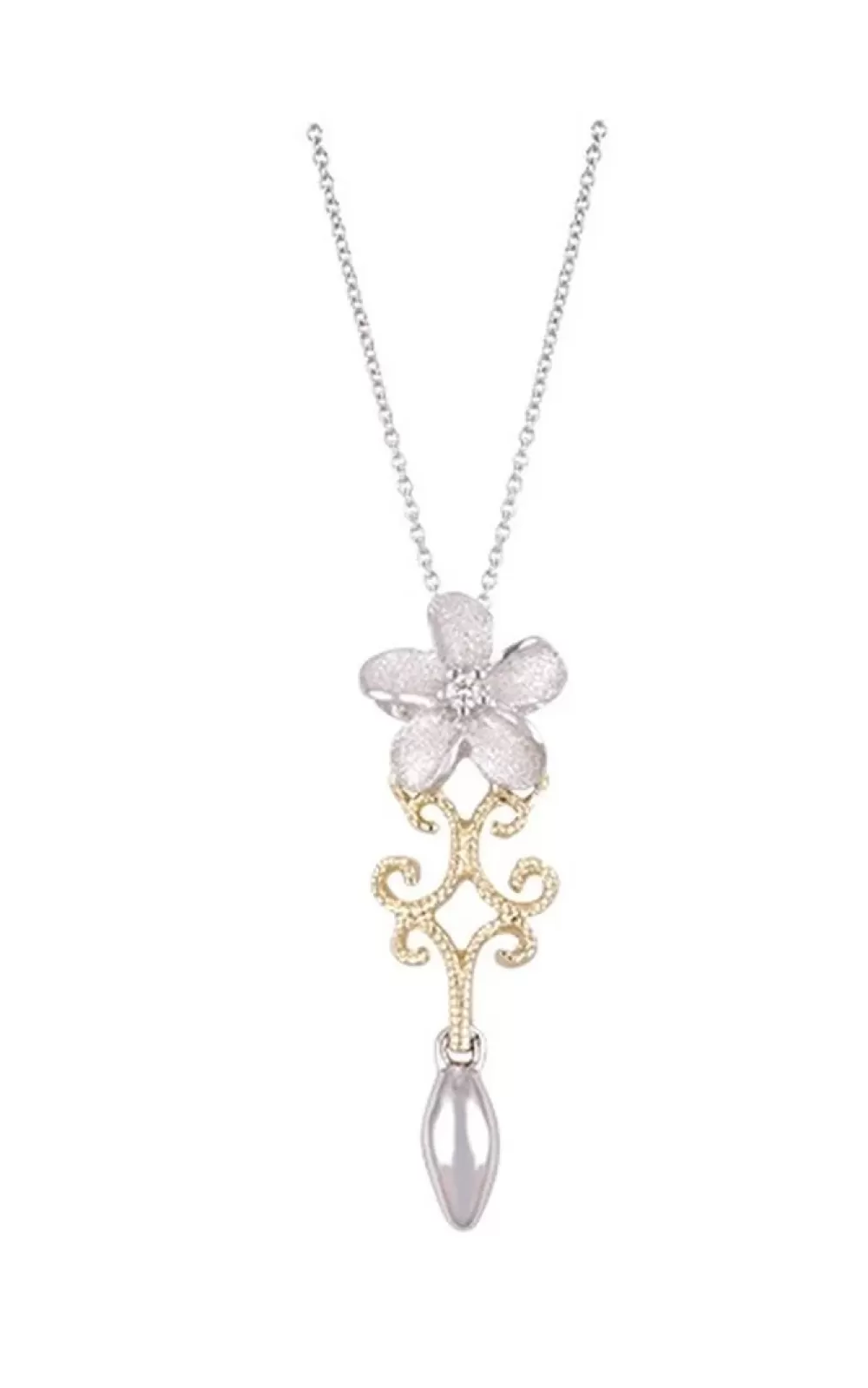 Pendants & Necklaces | Denny Wong 14K 2/Tone Chandelier Plumeria Pendant With Diamond