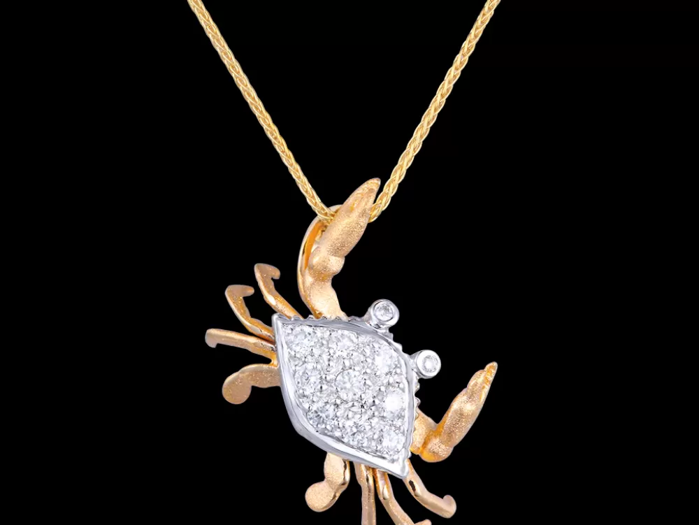 Hawaiian Jewelry | Denny Wong 14K 2/Tone Crab Pendant With 11 Diamonds