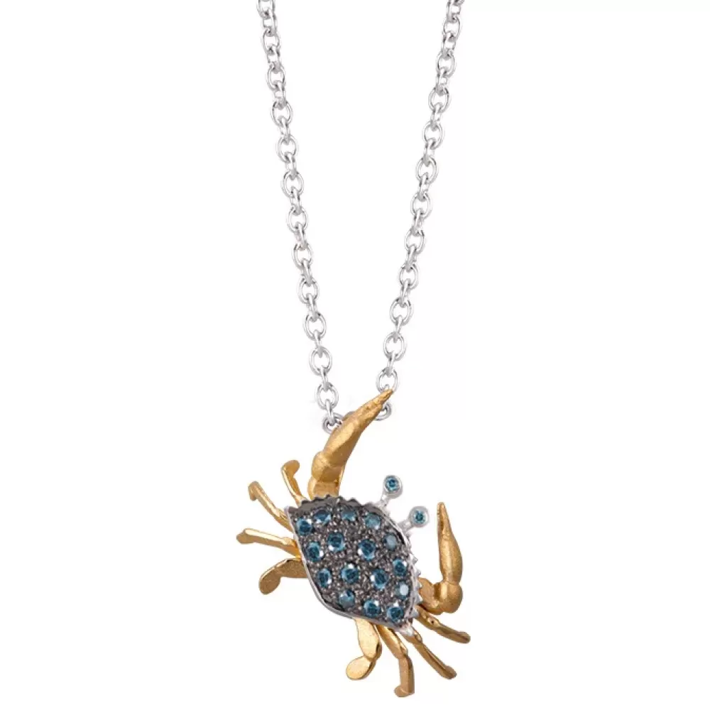 Pendants & Necklaces | Denny Wong 14K 2/Tone Crab Pendant With 18 Blue Diamonds