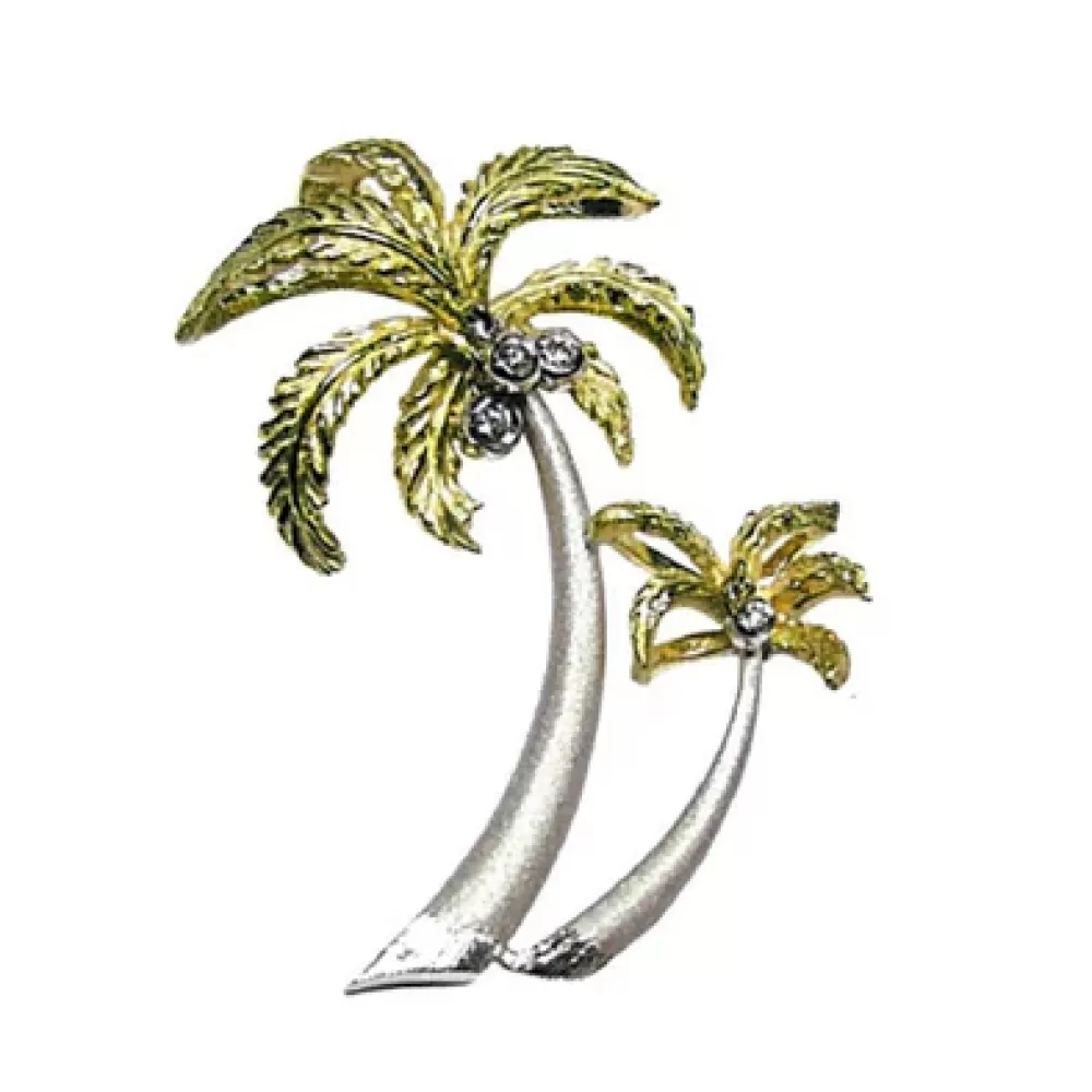 Pendants & Necklaces | Denny Wong 14K 2/Tone Double Palm Tree Pendant With 4 Diamonds