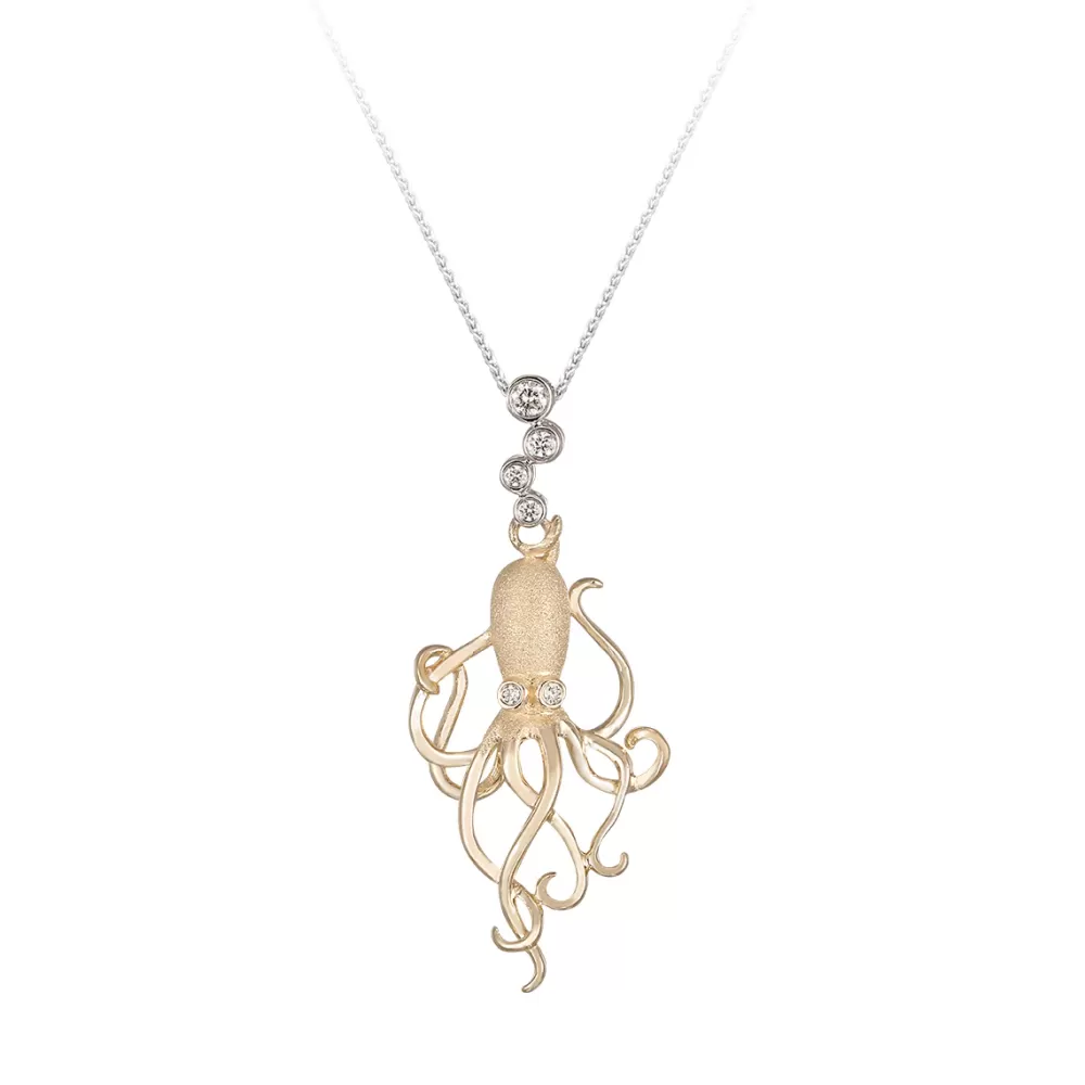 Pendants & Necklaces | Denny Wong 14K 2/Tone Octopus Pendant With 6 Diamonds