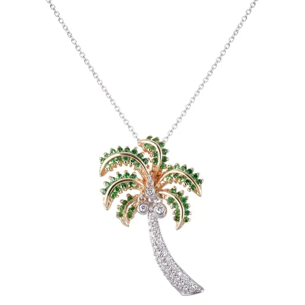 Pendants & Necklaces | Denny Wong 14K 2/Tone Palm Tree Pendant With 32 Diamonds And 61 Tsavorites