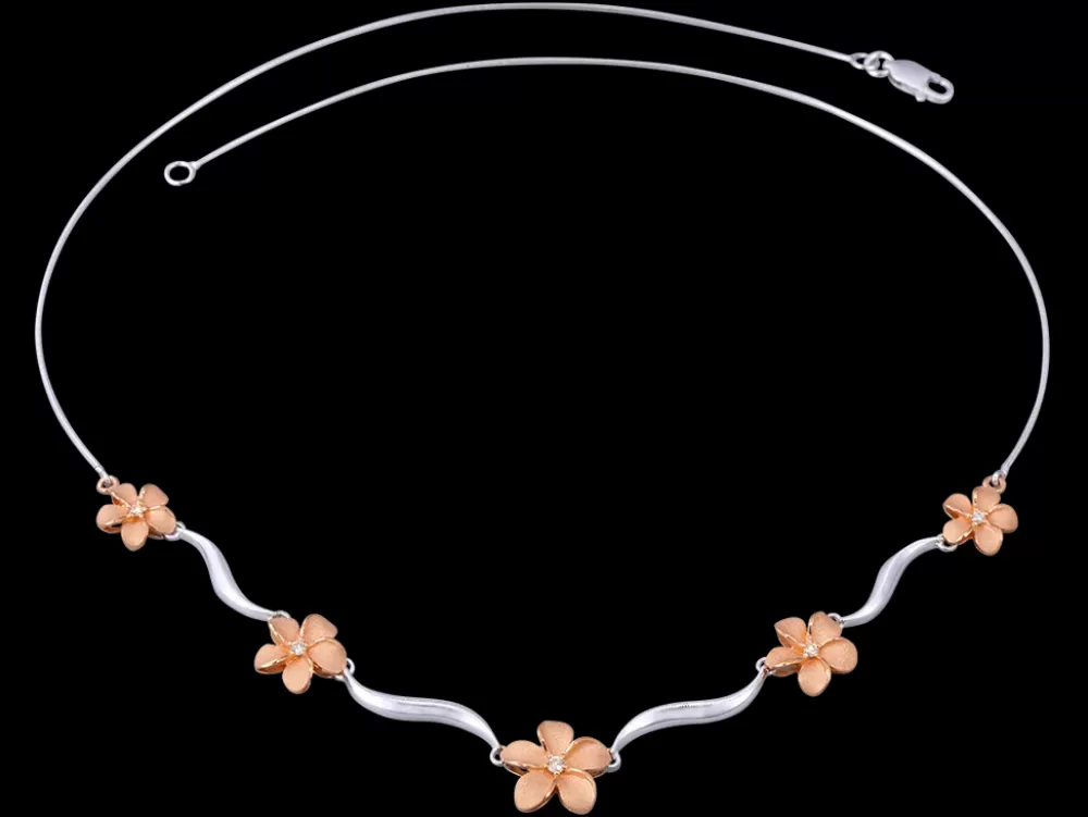 Pendants & Necklaces | Denny Wong 14K 2/Tone Plumeria Lei Necklace With 5 Diamonds