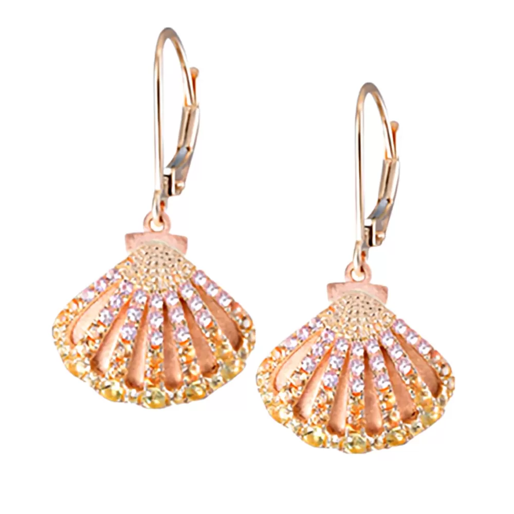 Earrings | Denny Wong 14K 2/Tone Shell Earring With 96 Colored Sapphires