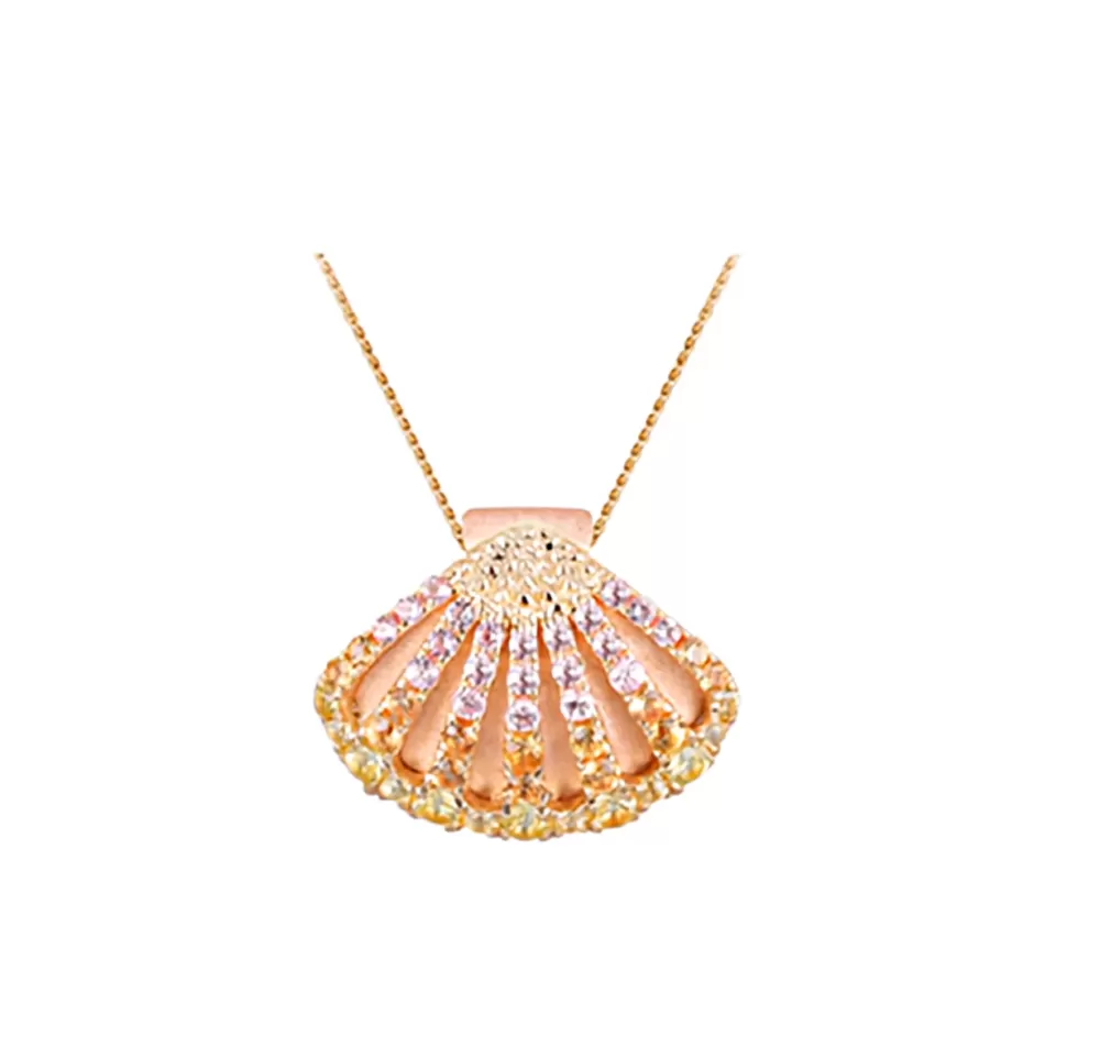 Pendants & Necklaces | Denny Wong 14K 2/Tone Shell Pendant With 48 Colored Sapphires