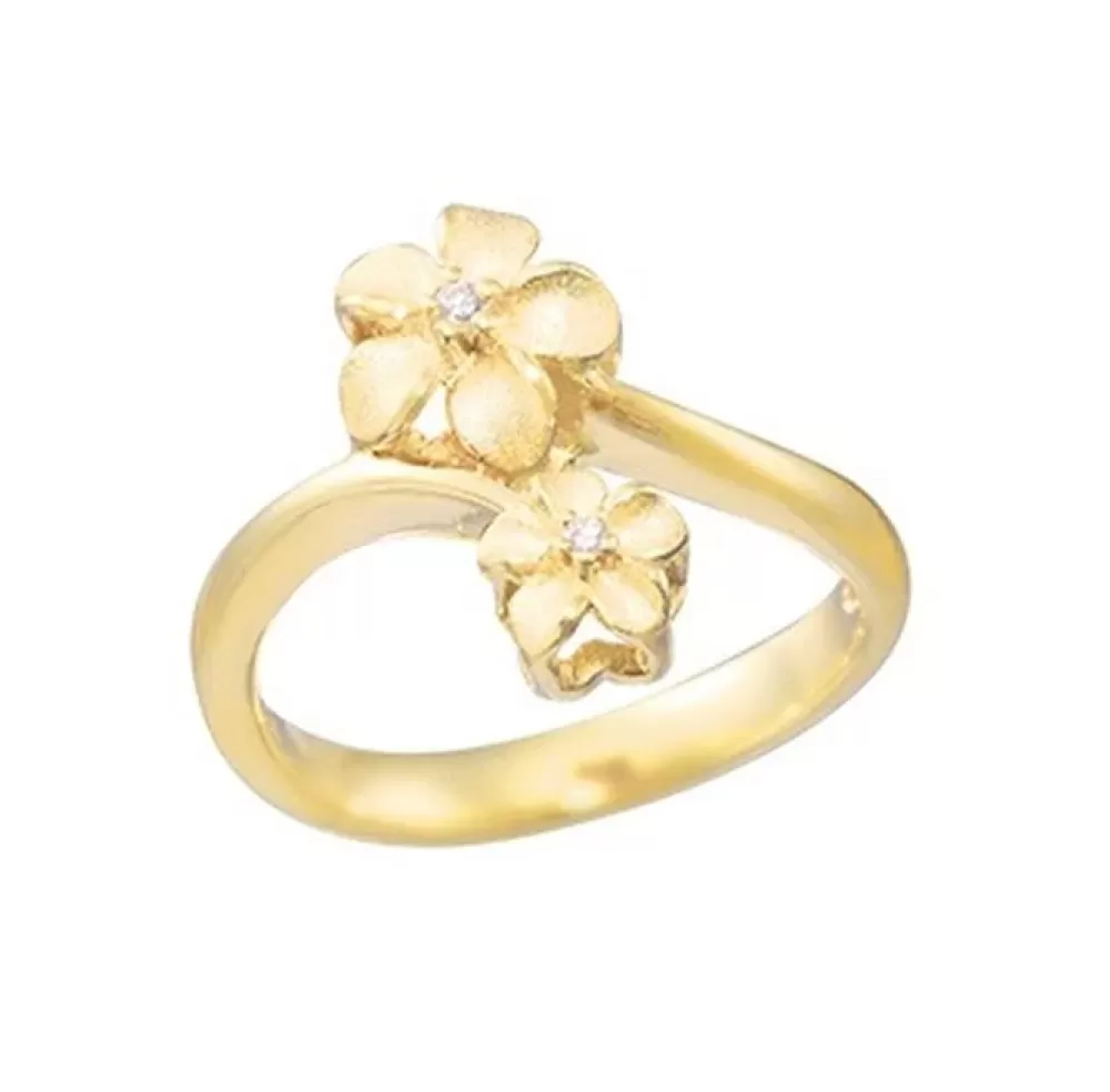 Rings | Denny Wong 14K 6 & 8Mm "Hang 5" Plumeria Ring With 2 Diamonds