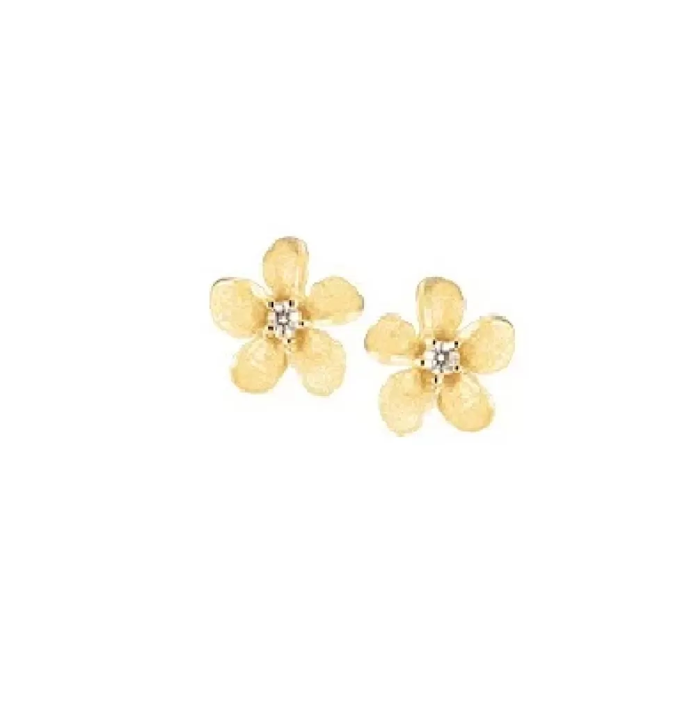 Earrings | Denny Wong 14K 6Mm Plumeria Earrings With 2 Diamonds