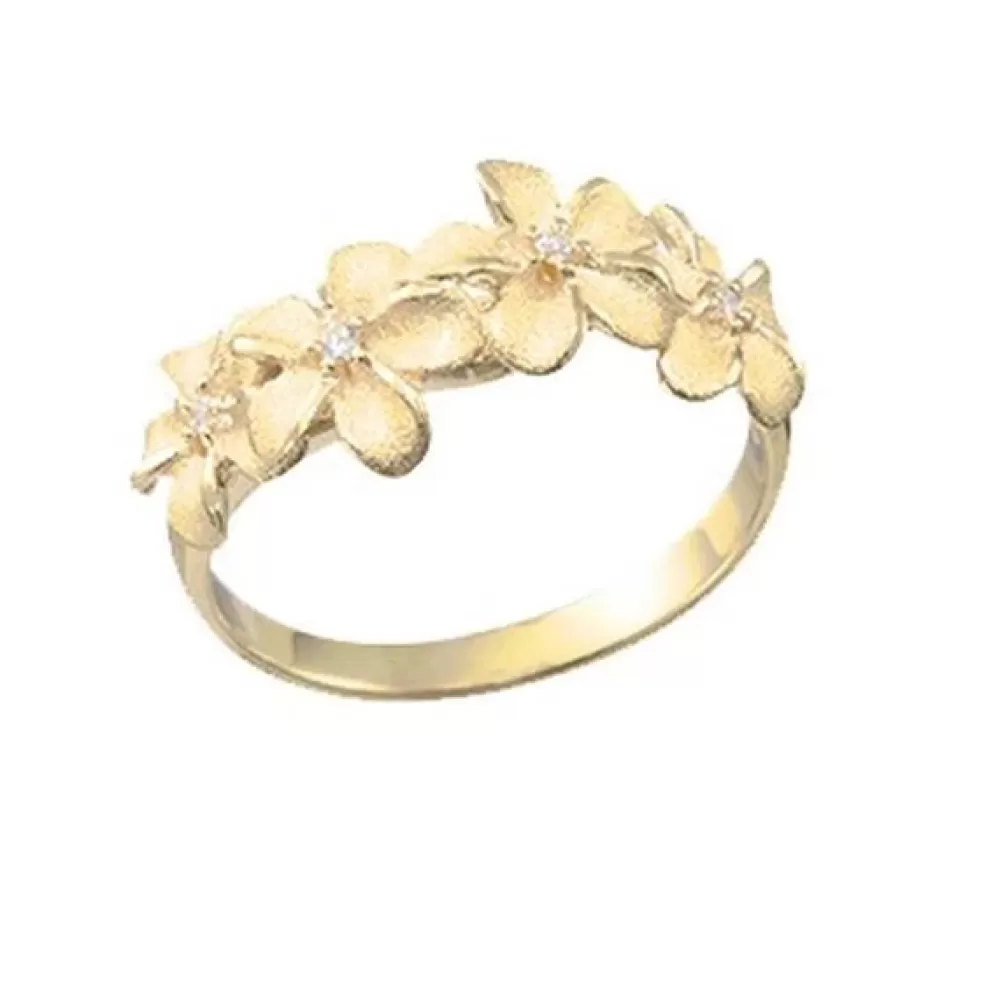 Rings | Denny Wong 14K 8Mm Plumeria Ring With 4 Diamonds