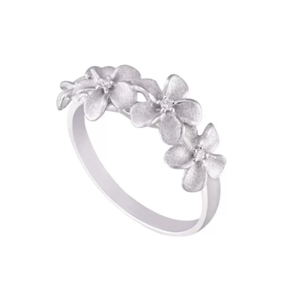 Rings | Denny Wong 14K 8Mm Plumeria Ring With 4 Diamonds