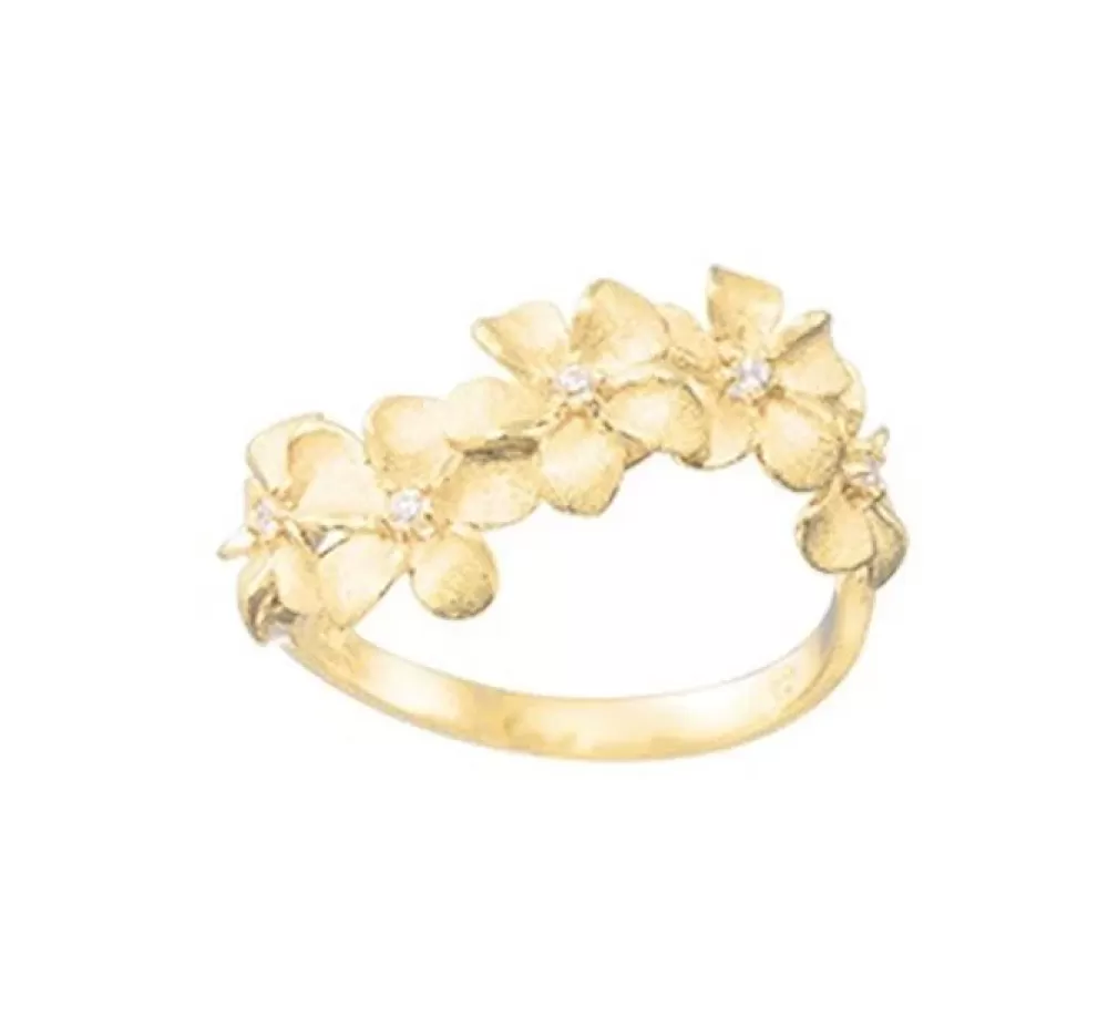 Rings | Denny Wong 14K 8Mm Plumeria Ring With 5 Diamonds