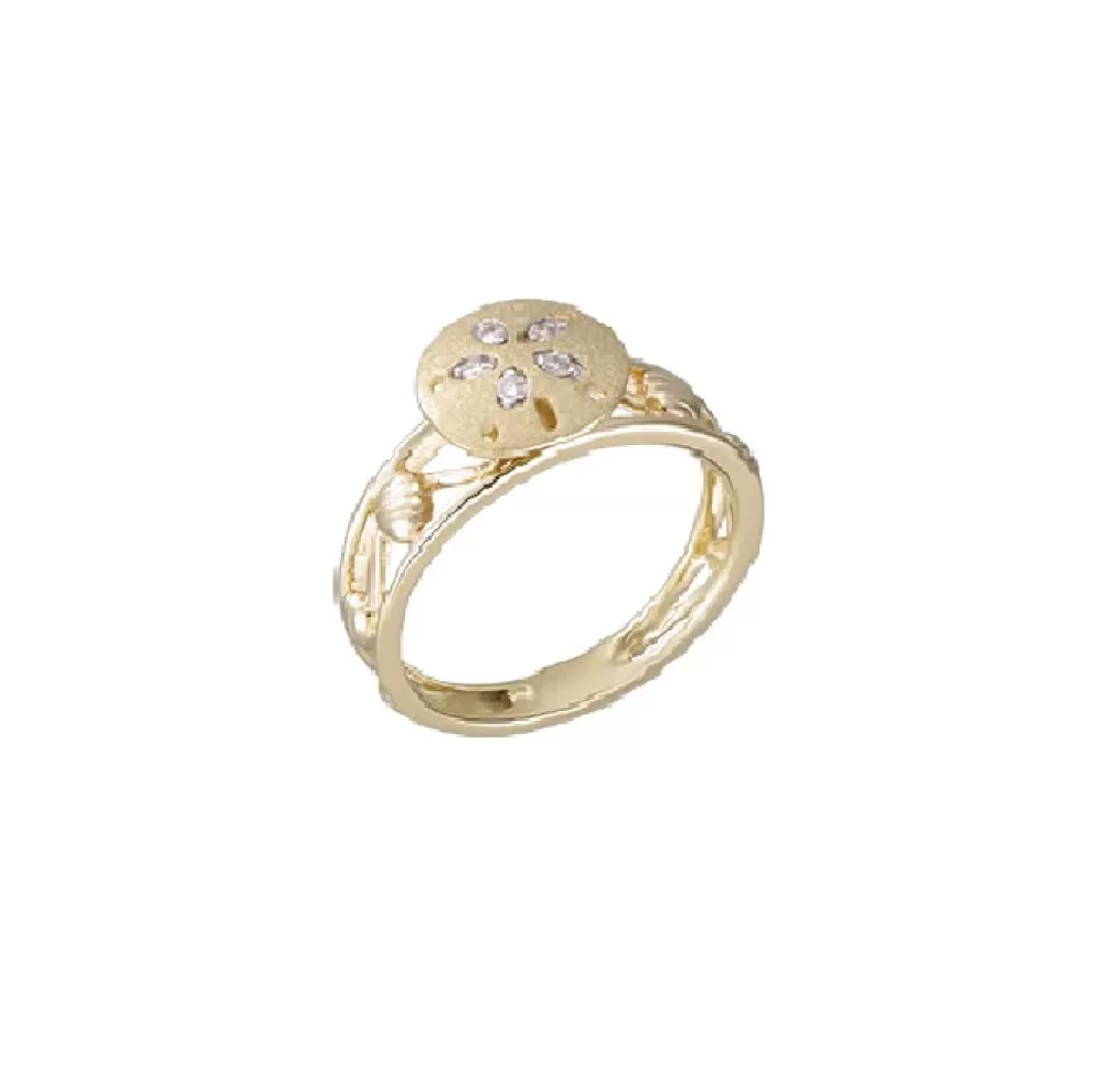 Rings | Denny Wong 14K 8Mm Sand Dollar Ring With 5 Diamonds