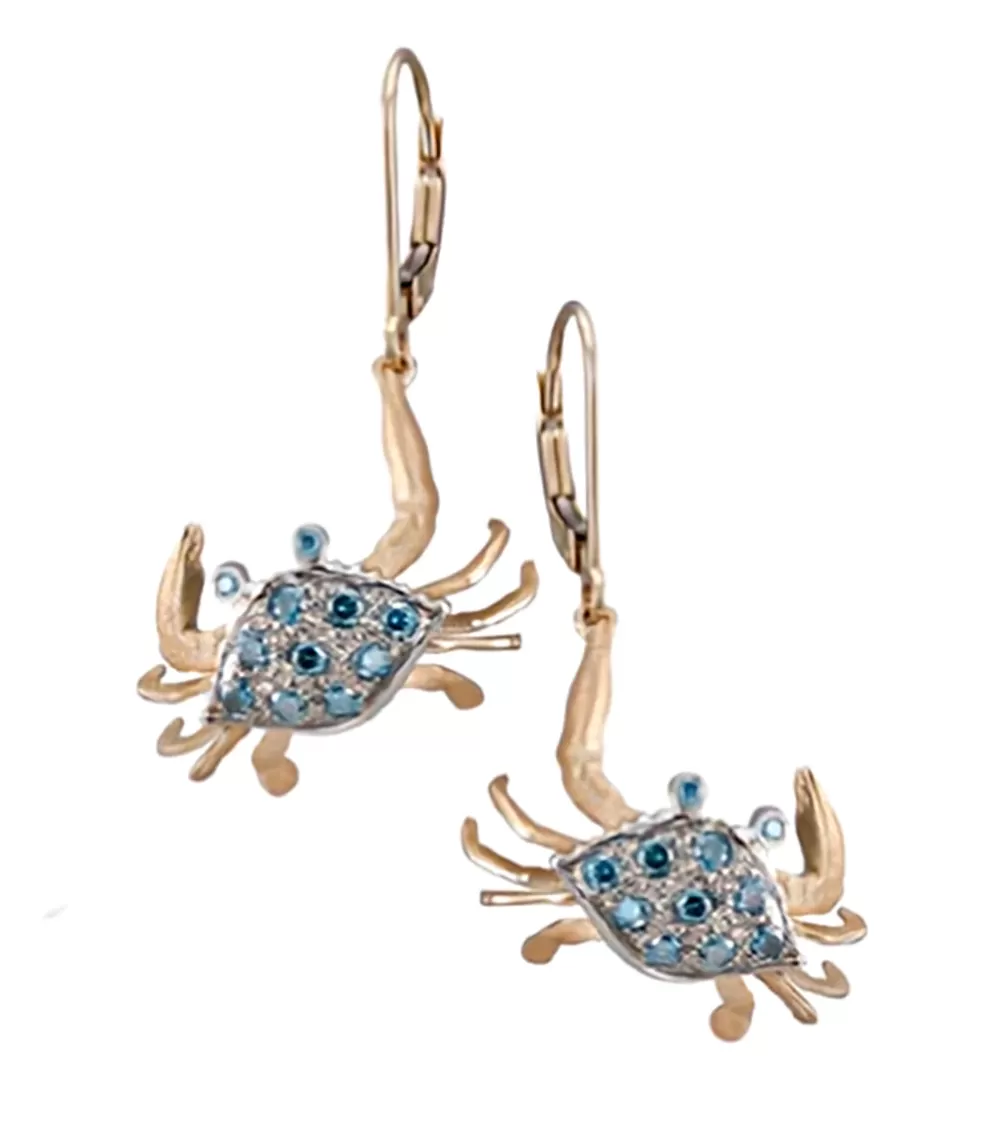 Earrings | Denny Wong 14K Crab Earrings With 22 Blue Diamonds