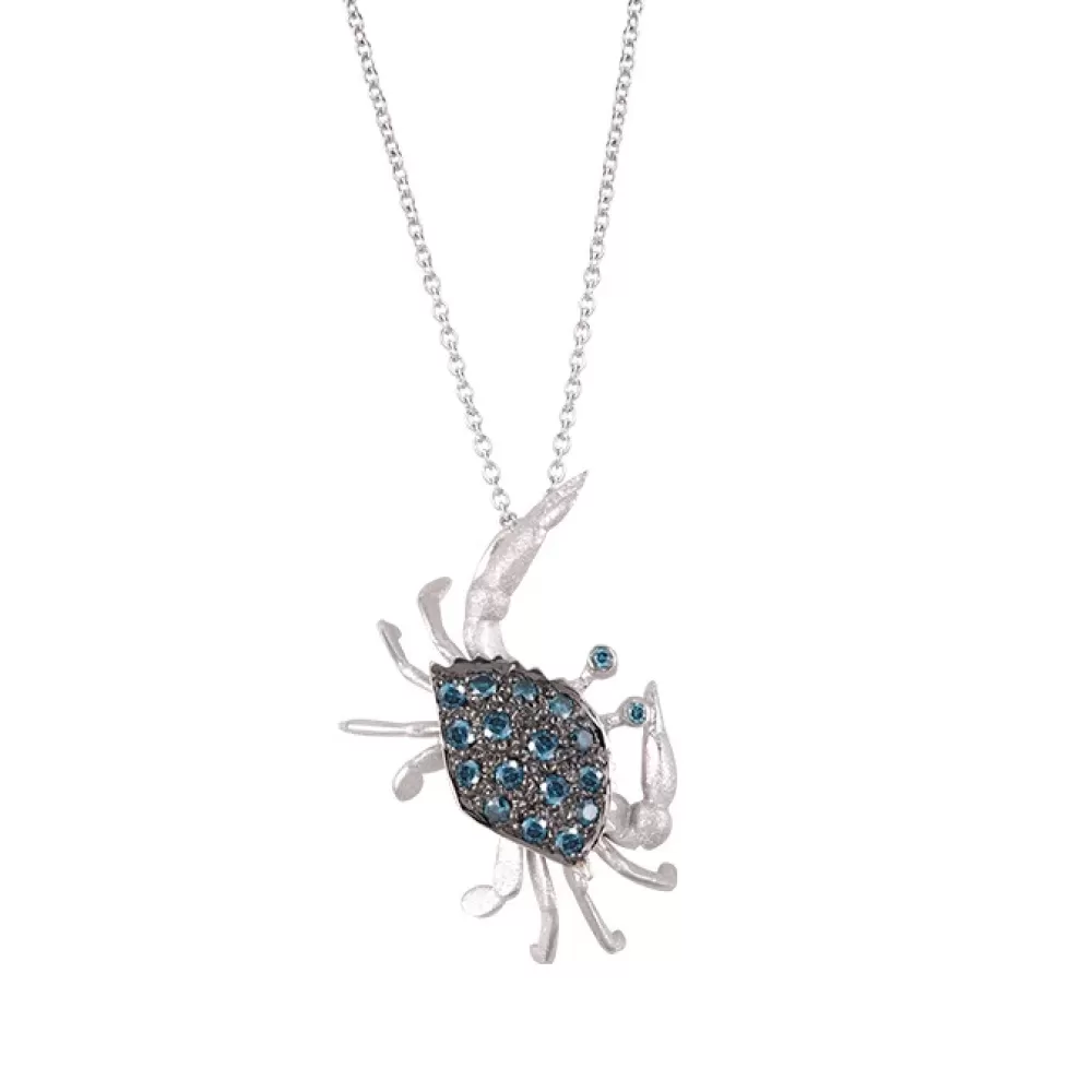 Pendants & Necklaces | Denny Wong 14K Crab Pendant With 18 Blue Diamonds