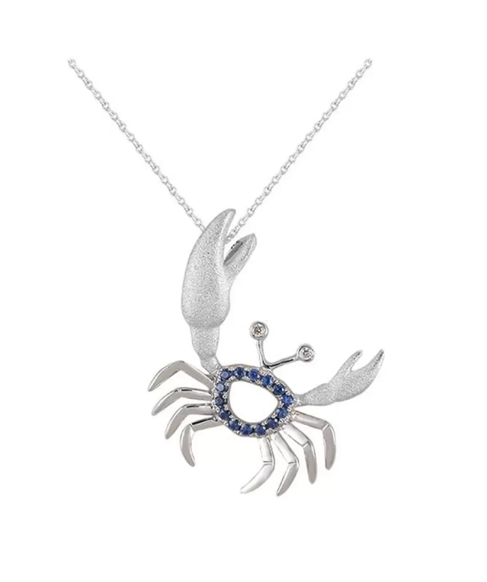 Pendants & Necklaces | Denny Wong 14K Crab Pendant With 2 Diamonds And 14 Blue Sapphires