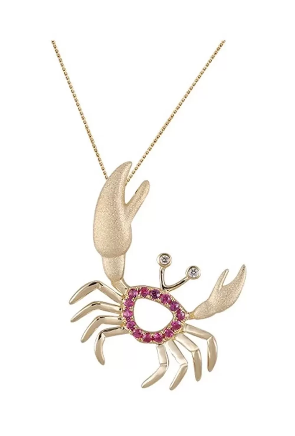 Pendants & Necklaces | Denny Wong 14K Crab Pendant With 2 Diamonds And 14 Hot Pink Sapphires